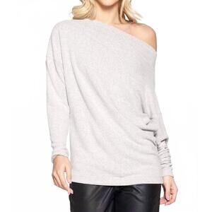 NEW RENEEC. knit off the shoulder top in heather  grey